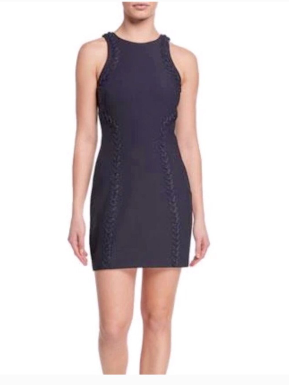 NWT Cinq à Sept Alison Sleeveless Braided Racerback Mini Dress in Navy Size 4